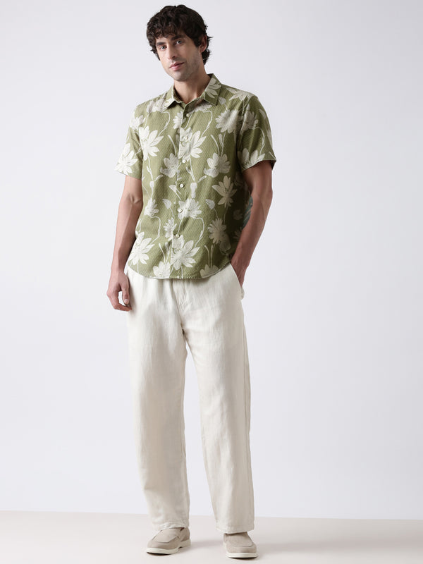 Green Floral Print Shirt