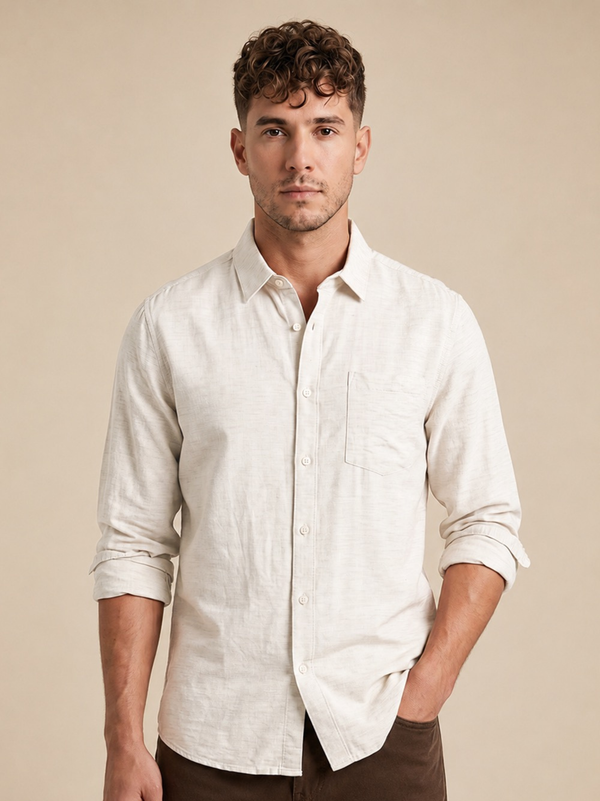 Viscose Linen White Shirt