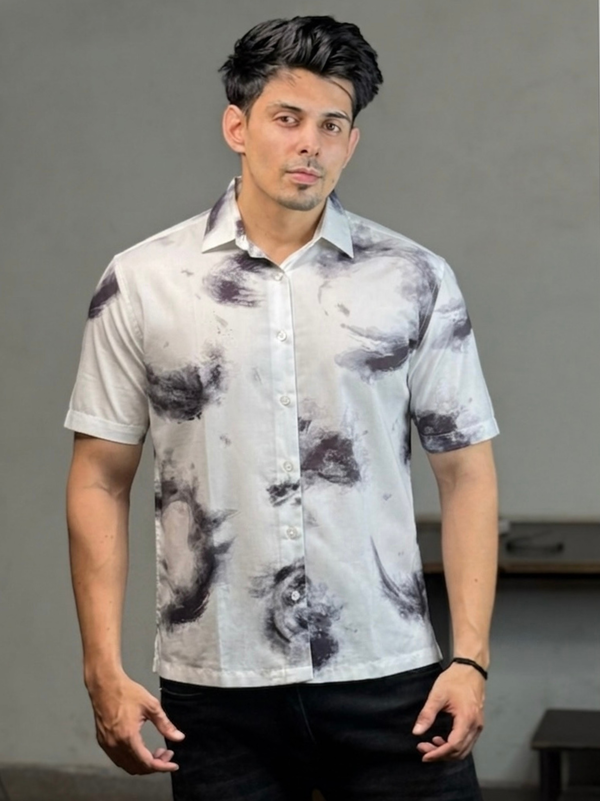 Crinkled Stormwater Print Shirt.