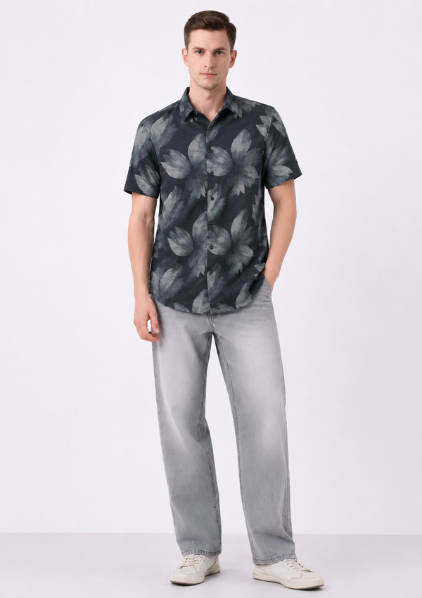 Abstract Charcoal Print Shirt