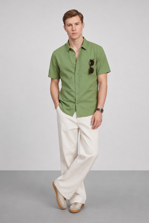 Linen Rich Green Shirt