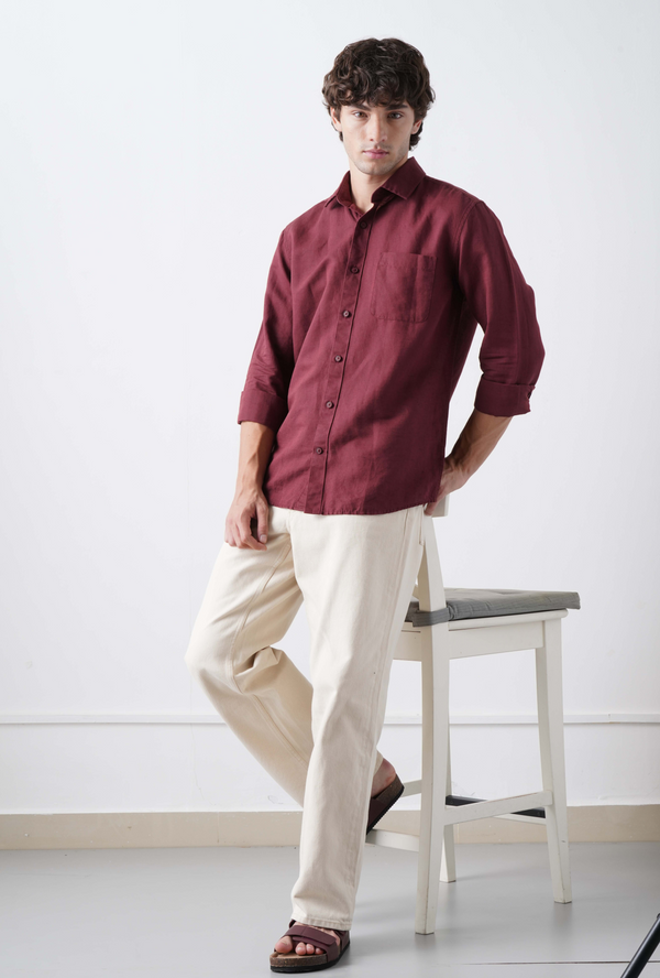 Linen Rich Maroon Shirt