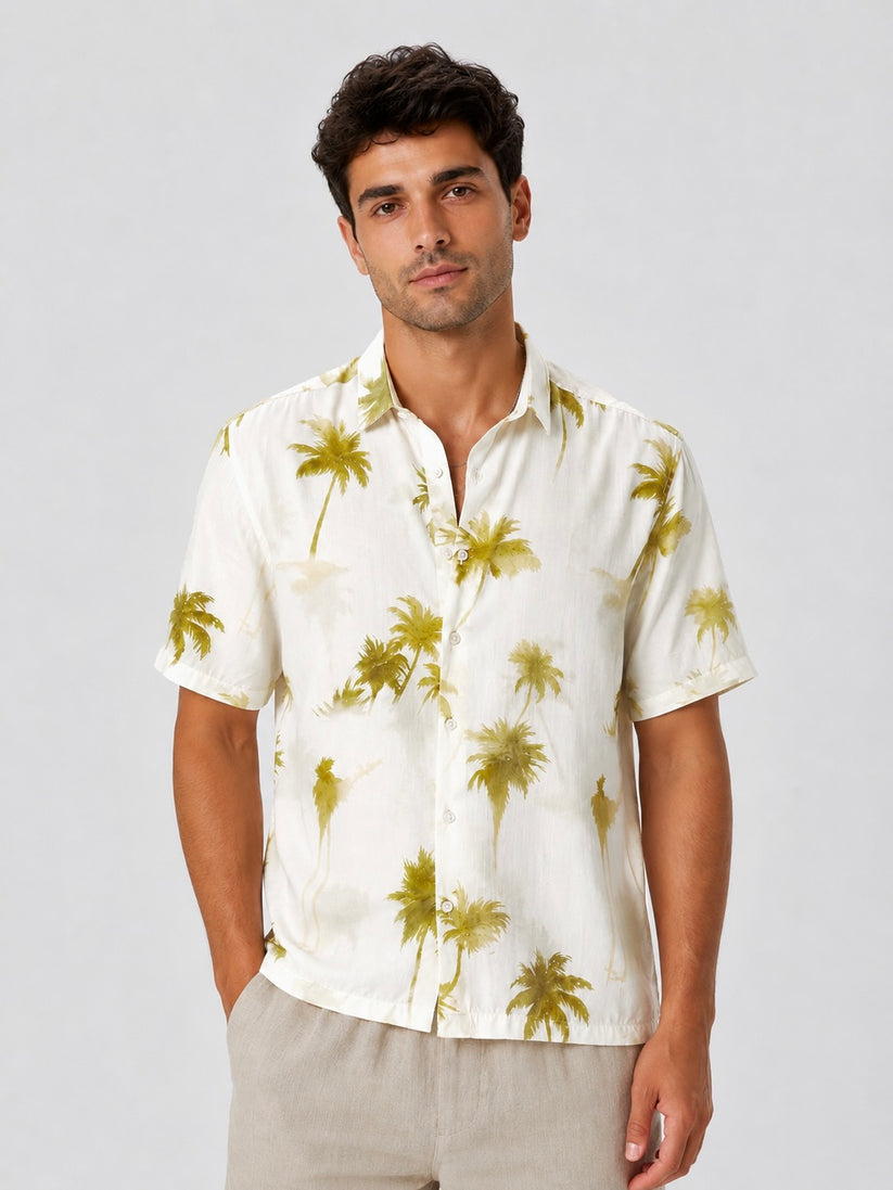 Crinkled Palm Print Shirt