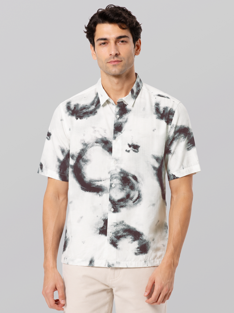 Crinkled Stormwater Print Shirt