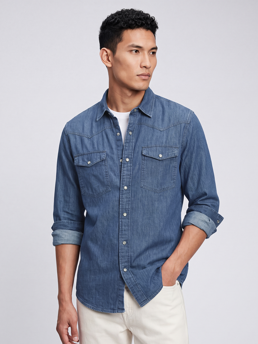 Denim Light Indigo Double Pocket Shirt