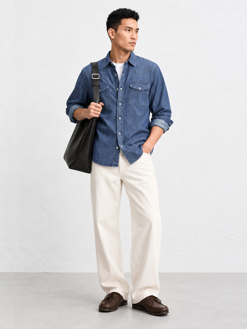 Denim Light Indigo Double Pocket Shirt