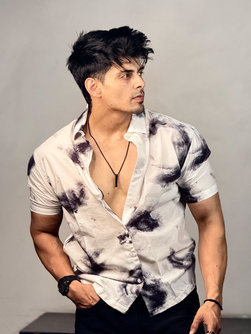 Crinkled Stormwater Print Shirt.