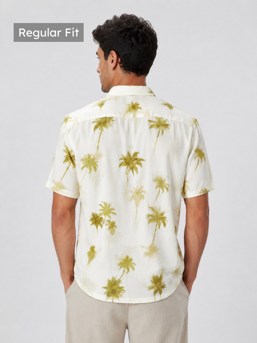 Crinkled Palm Print Shirt