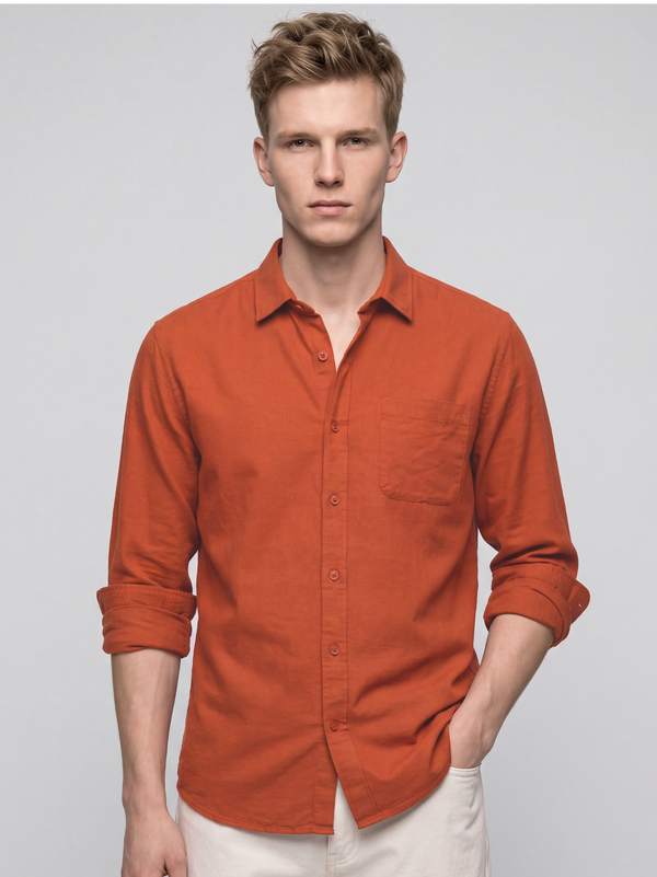 Linen Rich Orange Shirt
