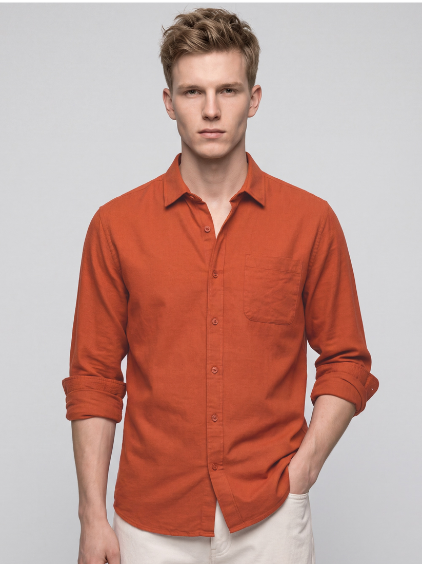 Linen Rich Orange Shirt