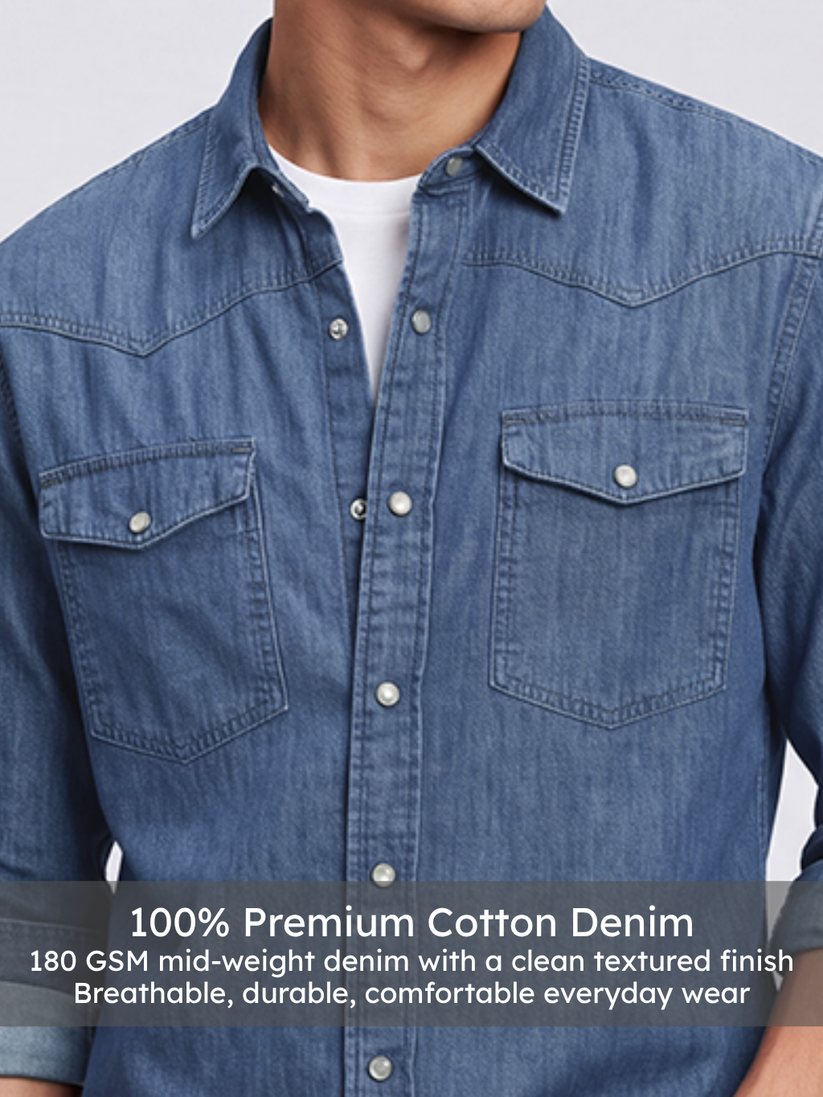 Denim Light Indigo Double Pocket Shirt