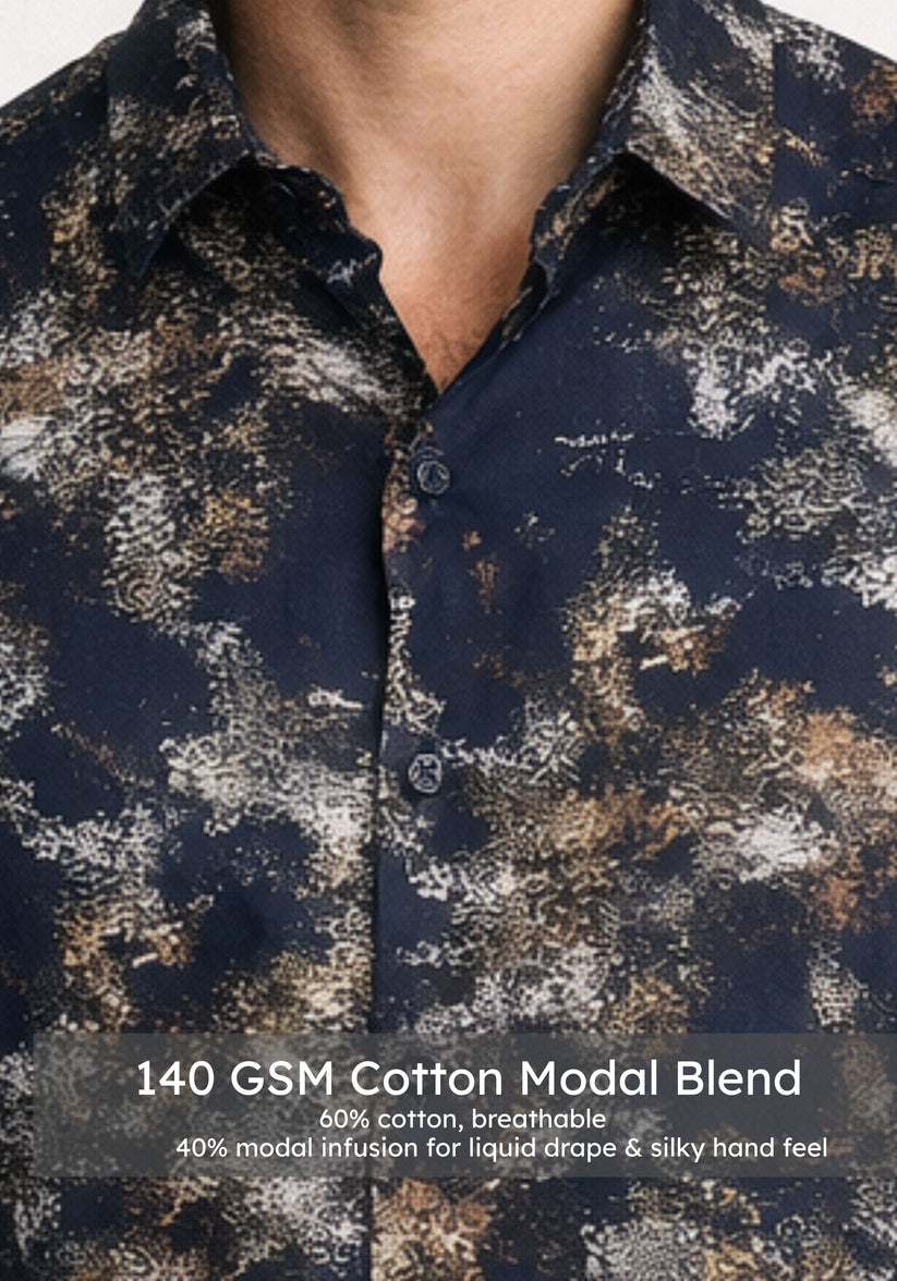 Regular Fit Abstract Metallic Print Shirt