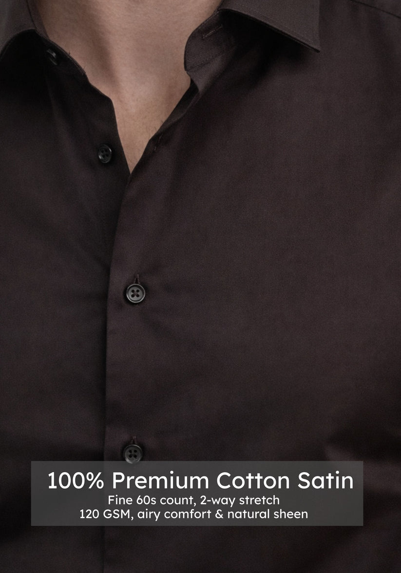 Regular Fit Luxe Shine Brown Shirt
