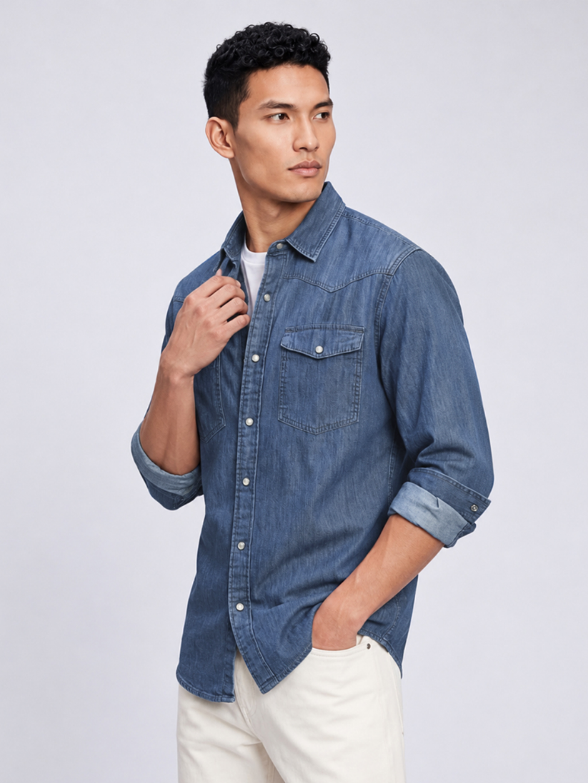 Denim Light Indigo Double Pocket Shirt