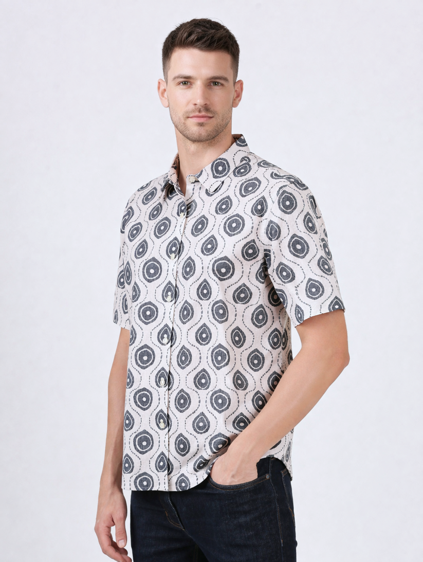Geometric Ivory Print Shirt