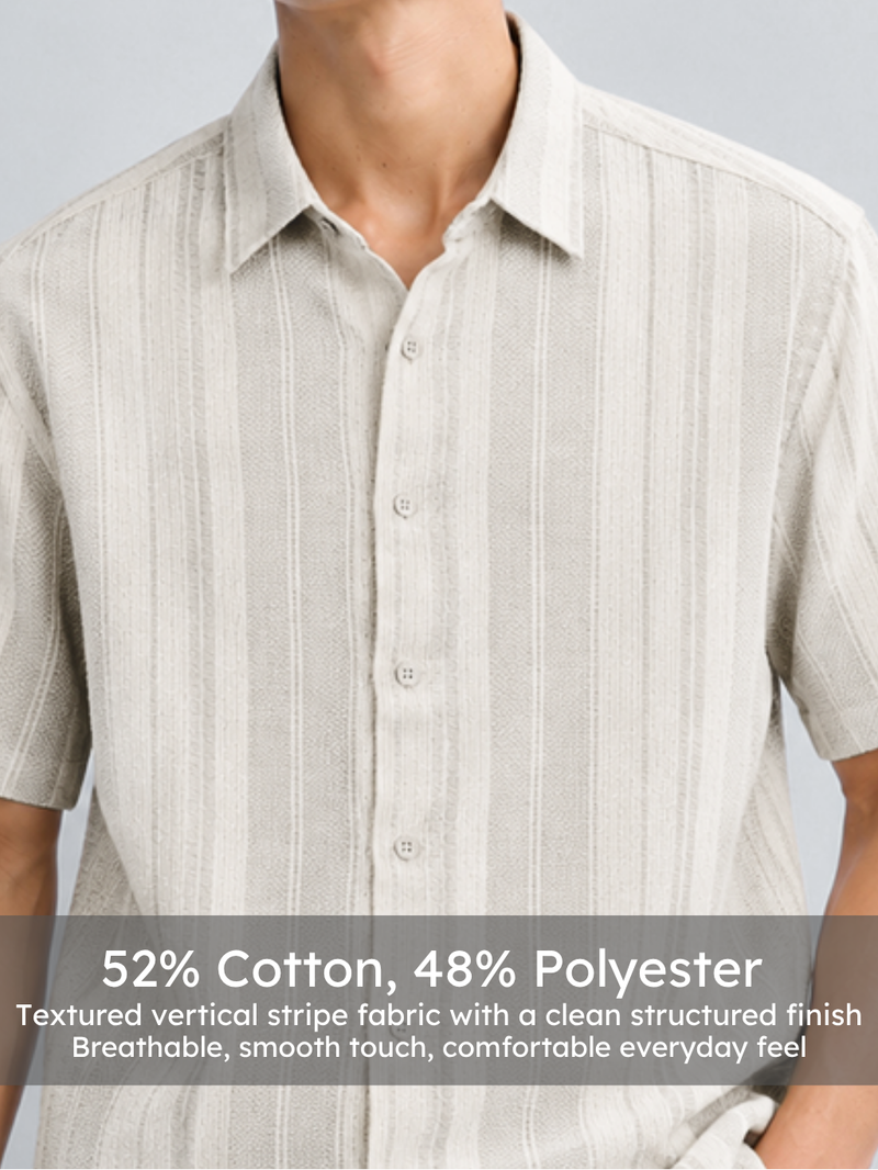 Grey Vertical Stripe Textured Shirt