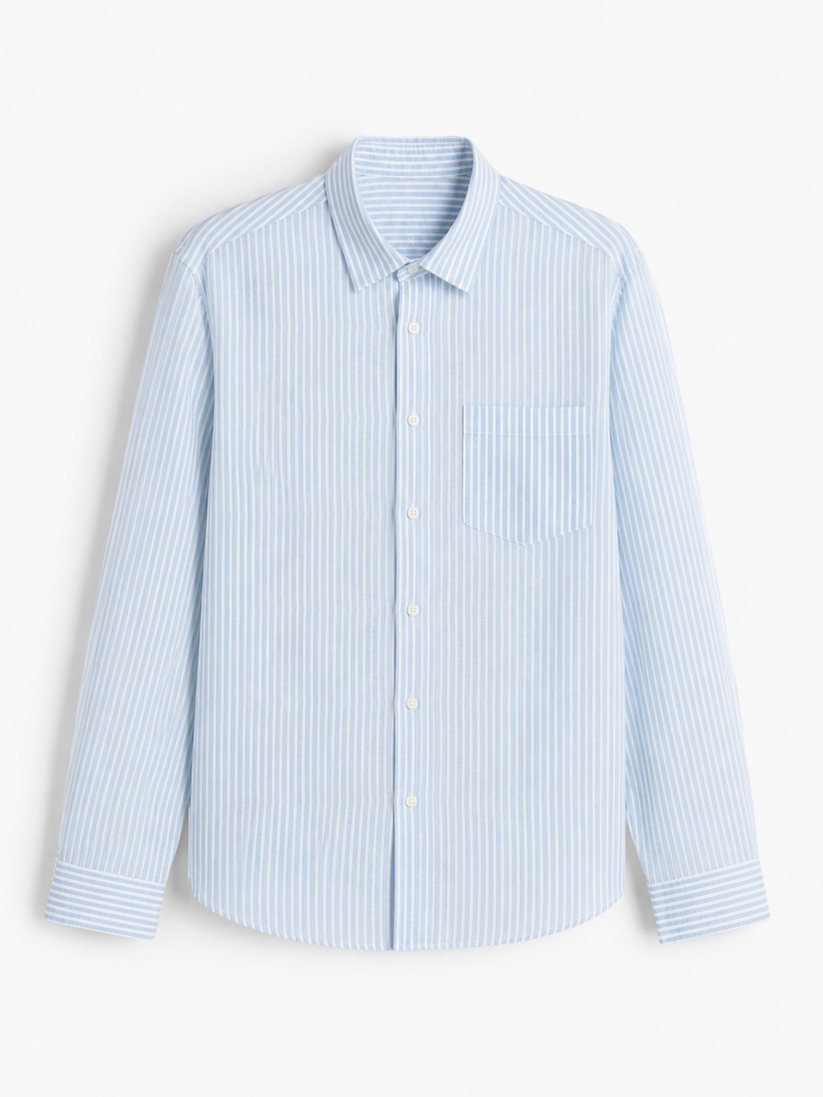 Linen Rich Light Blue Stripe Shirt