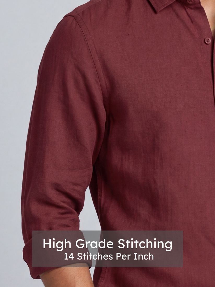 Linen Rich Maroon Shirt
