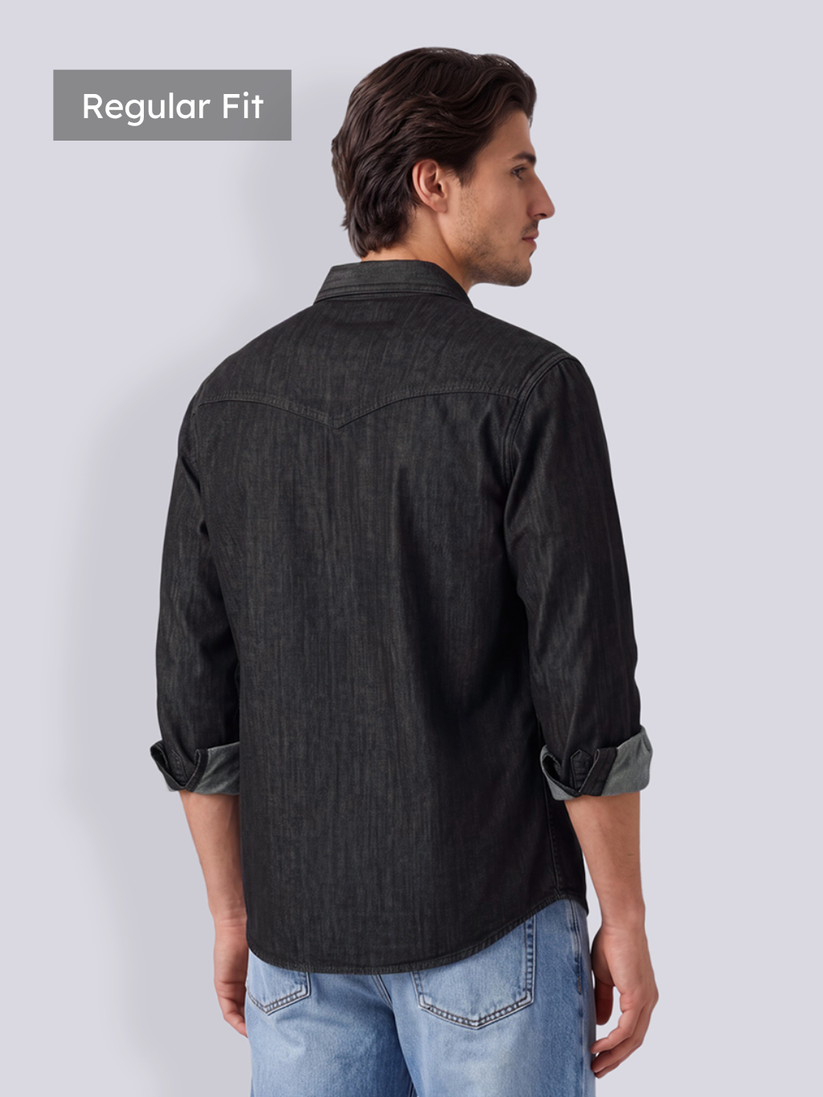 Denim Charcoal Double Pocket Shirt