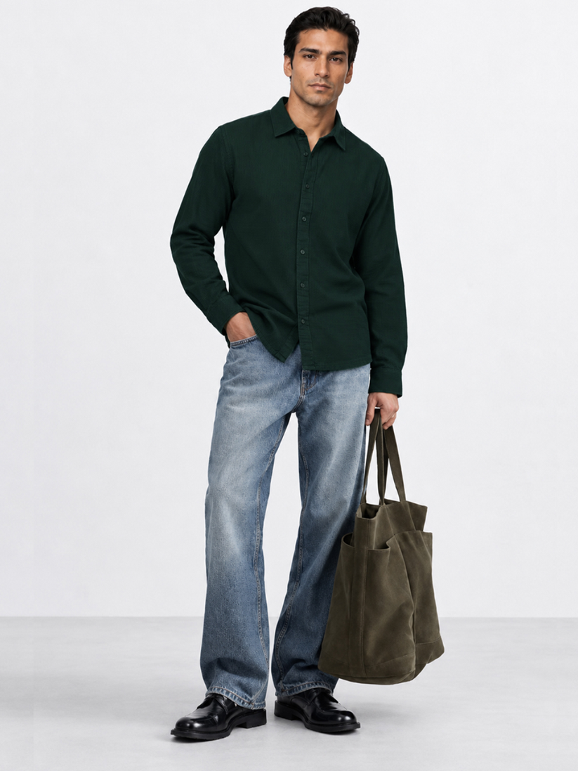 Waffle Dark Green Shirt