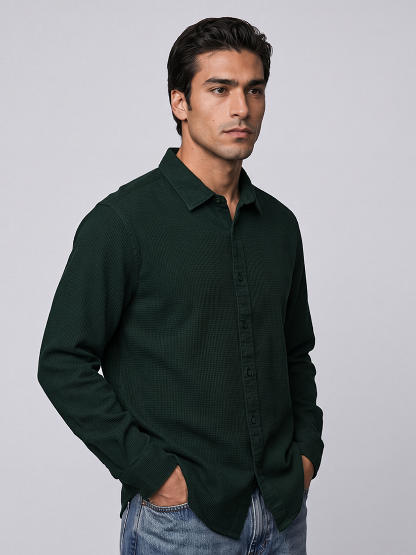 Waffle Dark Green Shirt