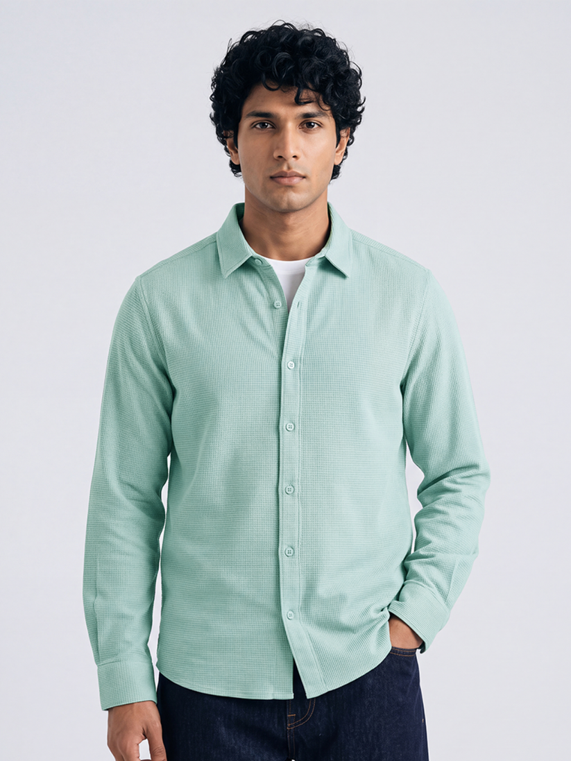 Waffle Sea Green Shirt