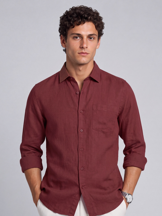 Linen Rich Maroon Shirt