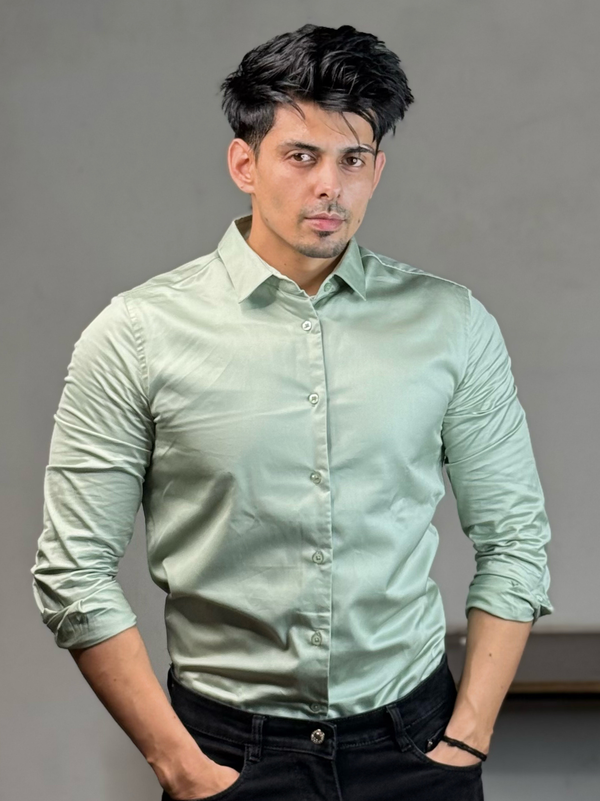 Slim Fit Sage Green Luxe Stretch Shirt.