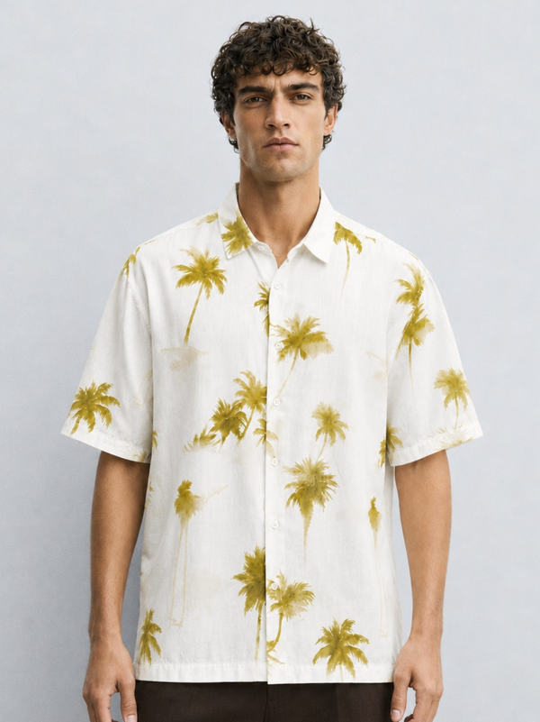 Crinkled Palm Print Shirt