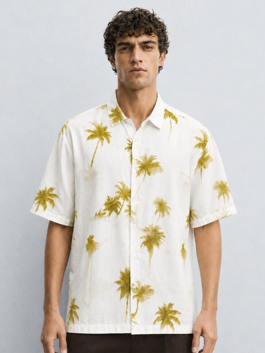 Crinkled Palm Print Shirt