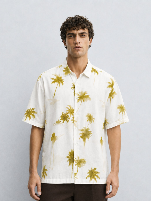 Crinkled Palm Print Shirt