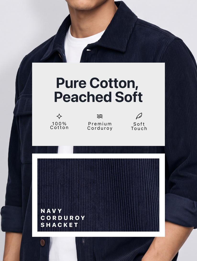 Navy Fine Corduroy Shacket