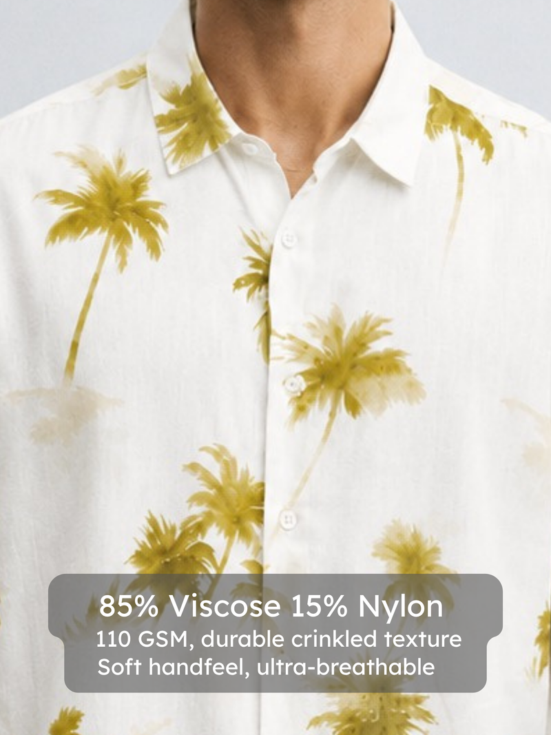 Crinkled Palm Print Shirt