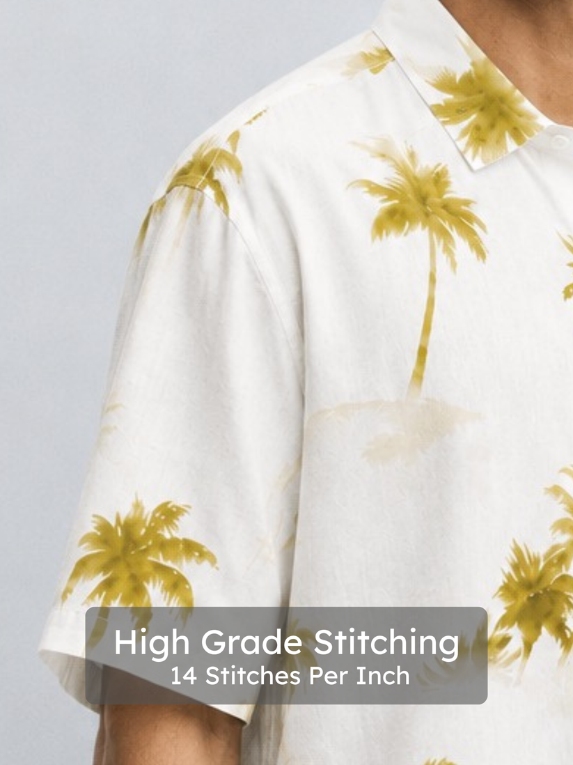 Crinkled Palm Print Shirt.