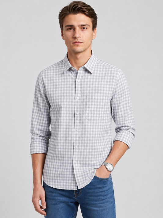 Grey Oxford Check Shirt