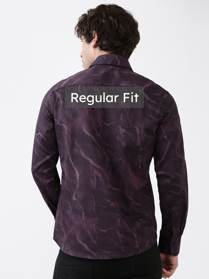 Regular Fit Maroon Print Shirt