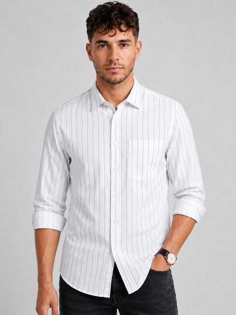 White Oxford Striped Shirt
