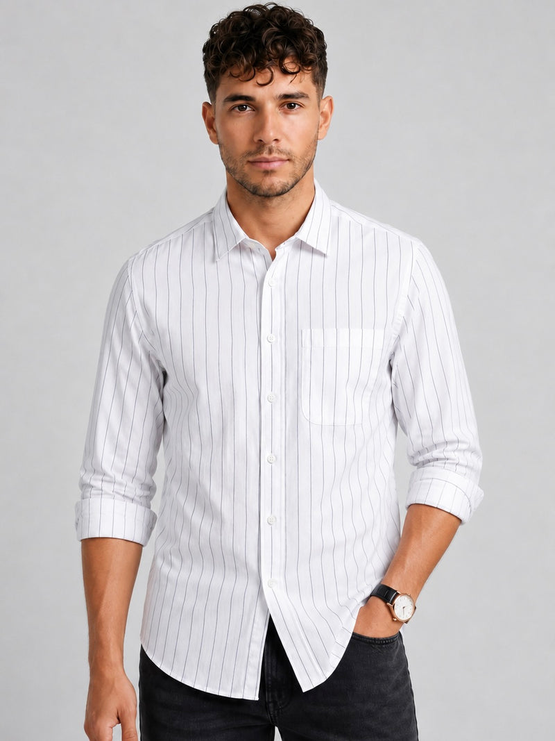 White Oxford Striped Shirt