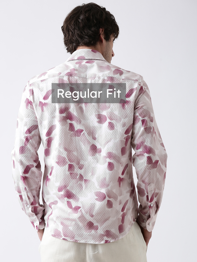 Regular Fit Dusty Pink Print Shirt