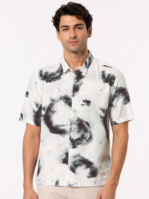 Crinkled Stormwater Print Shirt