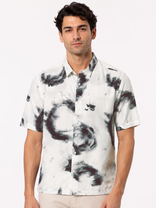 Crinkled Stormwater Print Shirt