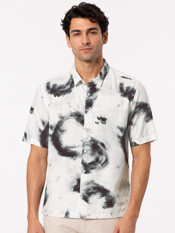 Crinkled Stormwater Print Shirt