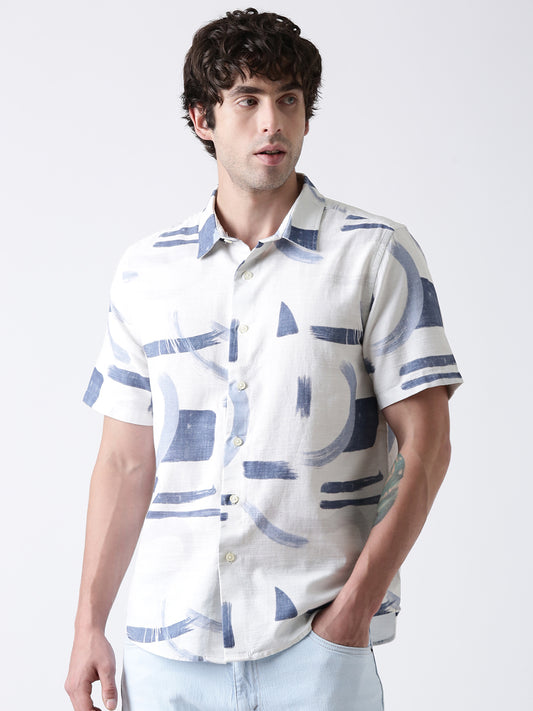 Regular Fit Brush Stroke Print Shirt