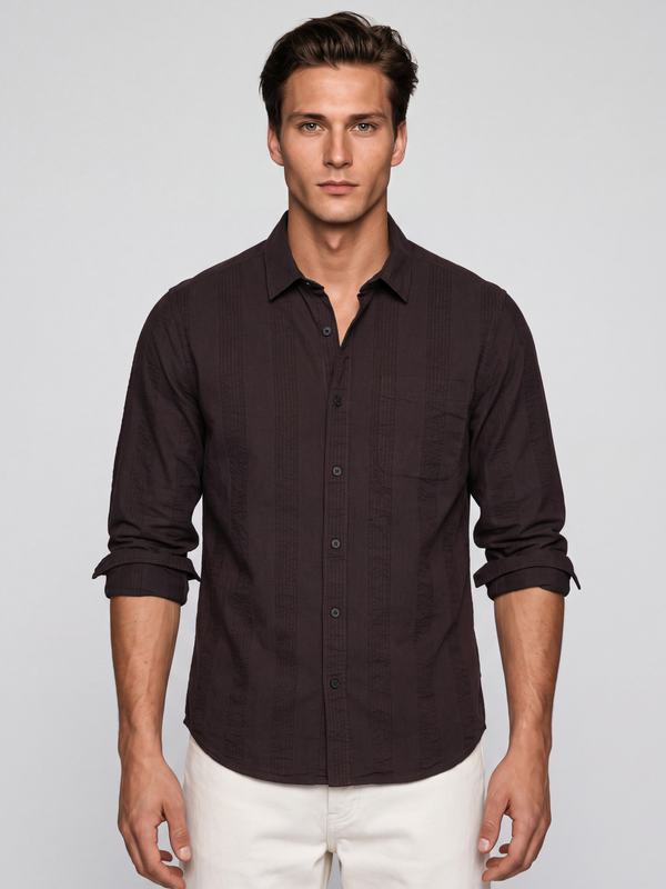 Dark Espresso Vertical Stripe Shirt