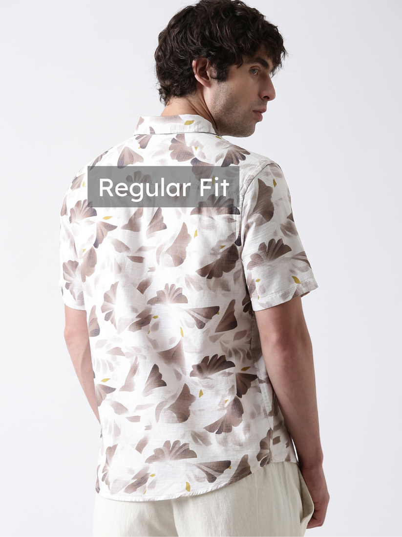 Regular Fit Brown Print Shirt