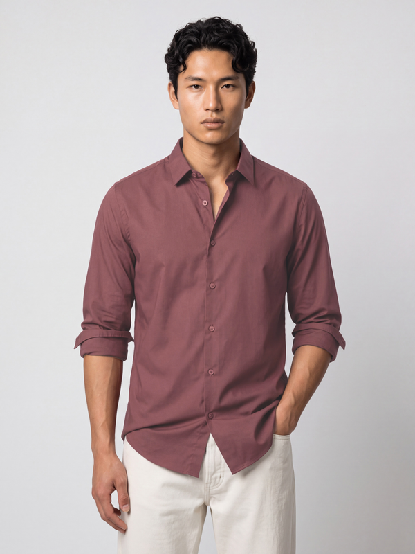 Slim fit Light Maroon Luxe Stretch Shirt