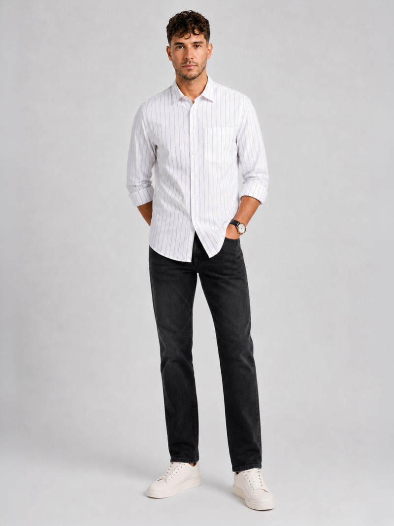 White Oxford Striped Shirt