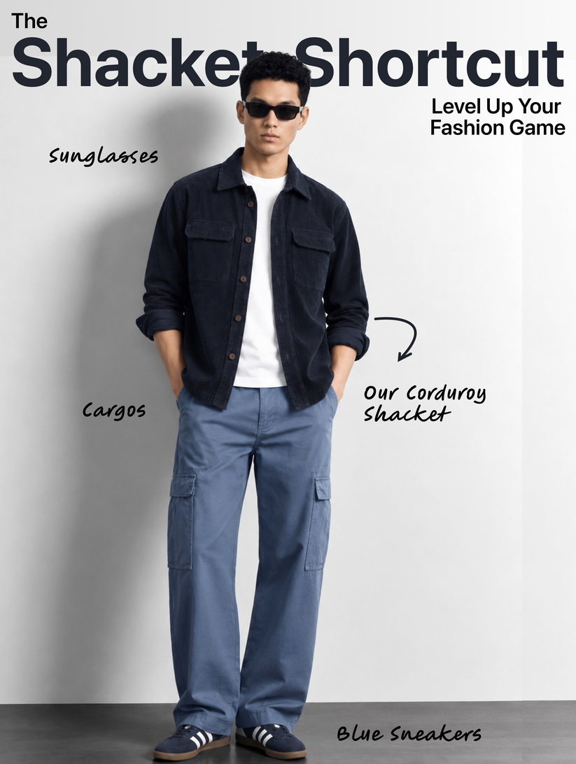 Navy Fine Corduroy Shacket