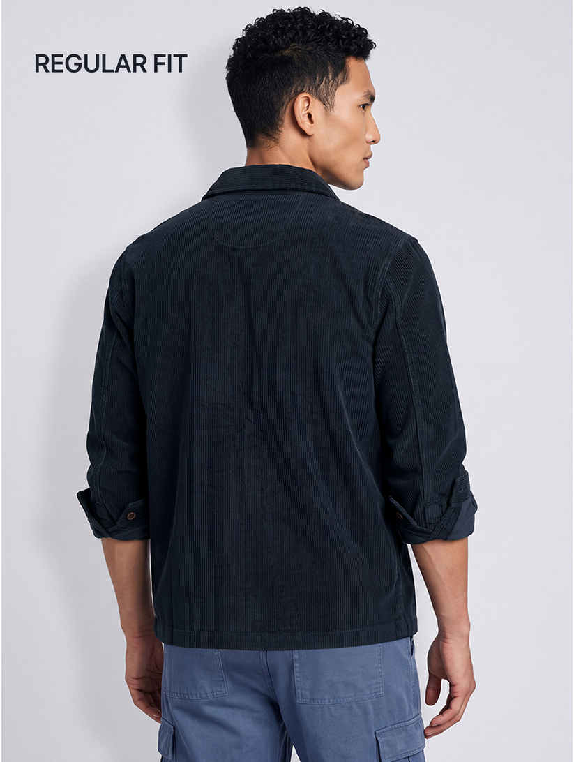 Navy Fine Corduroy Shacket