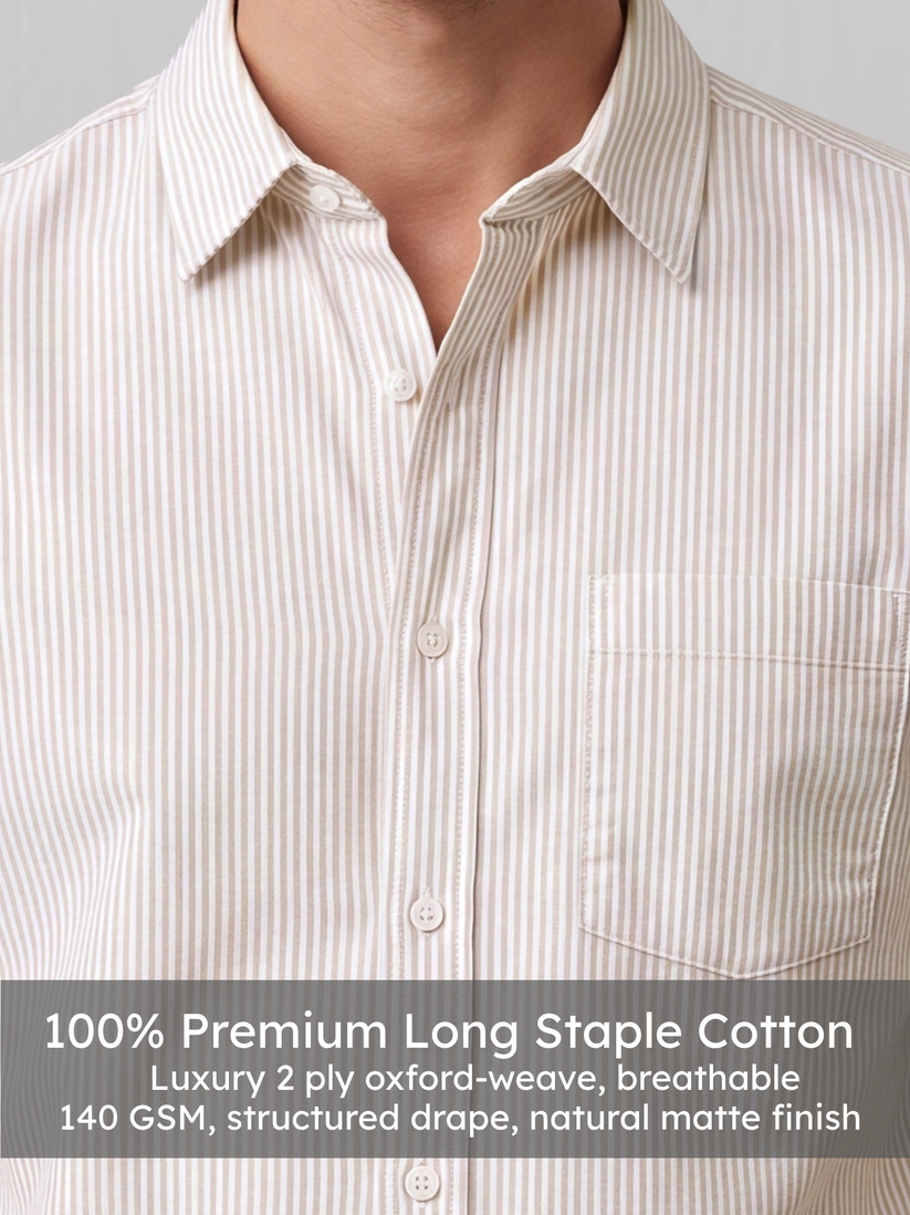 Oxford Beige Striped Shirt